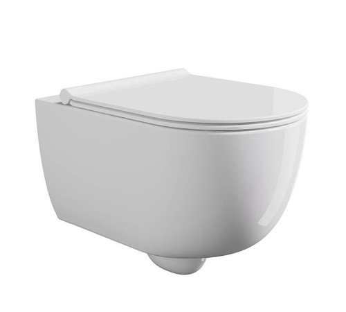 Унитаз подвесной Alice Unica 52х35 см безободковый с сиденьем микролифт 32254101SET