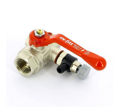 Кран шаровой Uni-Fitt ВВ с дренажным вентилем и заглушкой рычаг 1/2 115L2000
