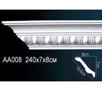 Карниз потолочный Perfect AA008 полиуретановый с орнаментом 70x80x2400 мм AA008