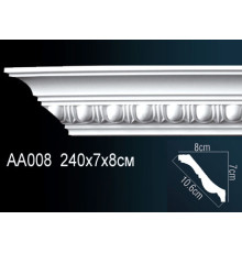 Карниз потолочный Perfect AA008 полиуретановый с орнаментом 70x80x2400 мм AA008