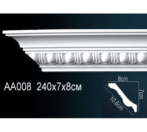 Карниз потолочный Perfect AA008 полиуретановый с орнаментом 70x80x2400 мм AA008