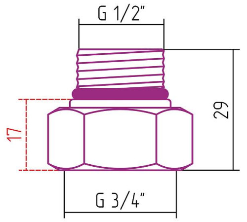 Комплект фитингов прямой Стилье G 3/4 НГ x G 1/2 НР 2 шт. 02100-3412