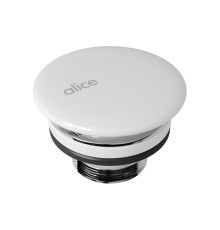 Донный клапан для раковины Alice керамический неперекрываемый белый глянцевый PIL006
