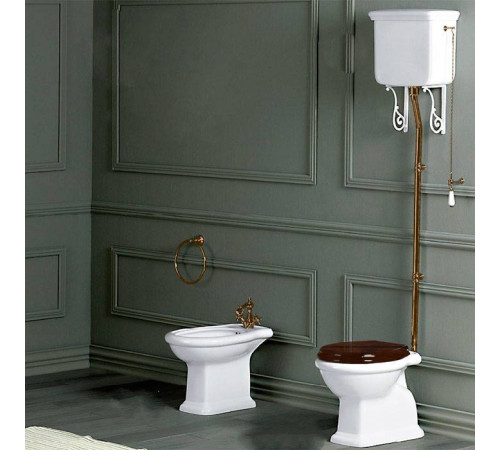 Унитаз напольный SIMAS Lante 38.5х58 см выпуск в пол высокий бачок бронза белый LA01bi/LA06bi/R01br