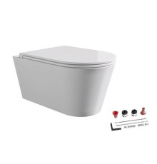 Унитаз подвесной Alice Ceramica Hide Round 57х37 см безободковый с сиденьем микролифт 31170101SET