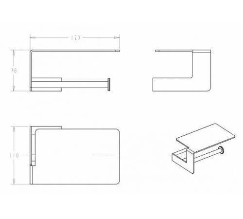 Держатель для туалетной бумаги с полкой Boheme Q gun metal 10941-GM