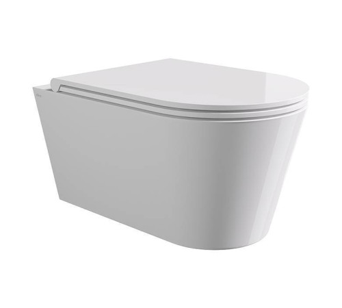 Унитаз подвесной Alice Ceramica Hide Round 57х37 см безободковый с сиденьем микролифт 31170101SET