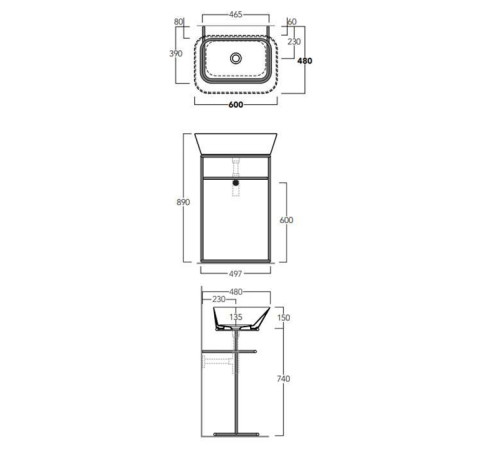 Раковина-чаша Simas Wave 60х42х16.5 см без отверстия черная матовая WA04 nero matt