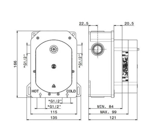 Внутренняя часть смесителя Kerama Marazzi универсальная термостатическая 2 потока 31061KM.00.000