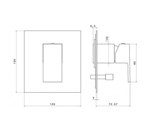 Смеситель для душа Kerama Marazzi Futura встраиваемый на 2 выхода хром 66470EKM.21.018