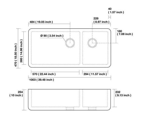 Раковина кухонная Kerasan Hannah Oxfordshire 100x47x25.4 см без отверстия белый 543101