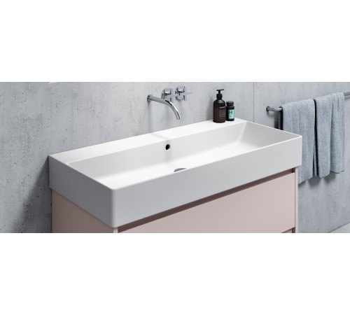 Раковина накладная/подвесная GSI KUBE X 1000х470 мм без отверстия под смеситель с переливом белая глянцевая 9423011