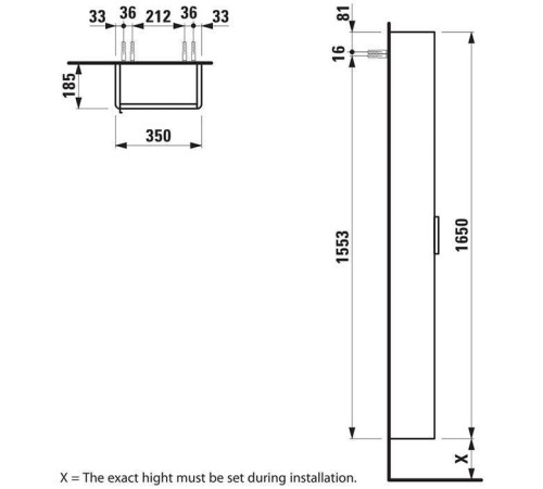Шкаф-пенал подвесной Laufen Base 35x18.5x165 см 1 дверца справа белый матовый 4.0264.2.110.260.1