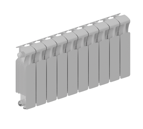 Радиатор биметаллический RIFAR MONOLIT VENTIL 300 11 секций нижнее подключение RAL 9016 MN-300-11-VR