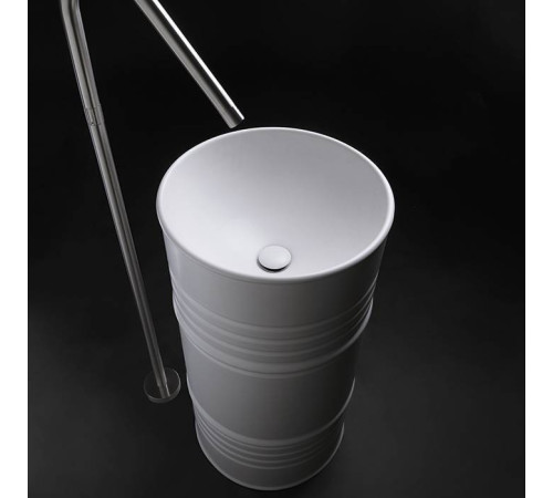 Раковина напольная Kerasan Artwork Barrel 45x90 см слив в пол с сифоном без отверстия белый 4742K01