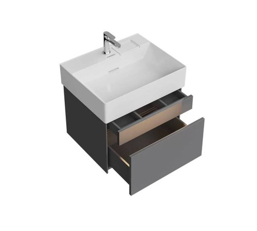 Тумба подвесная Kerama Marazzi Logica 56.4x46x40.3 см 2 ящика стальной серый LOG.60.2\ST