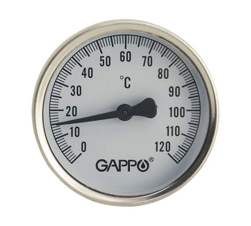 Термометр биметаллический аксиальный Gappo Ø64 мм 1/2 0-120 °C G1474