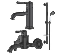 Набор смесителей 3 в 1 Aquanet Классик матовый черный AQ1510MB/AQ1540MB/AQ2020MB AQ1530MB