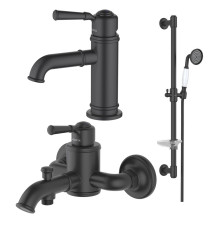 Набор смесителей 3 в 1 Aquanet Классик матовый черный AQ1510MB/AQ1540MB/AQ2020MB AQ1530MB