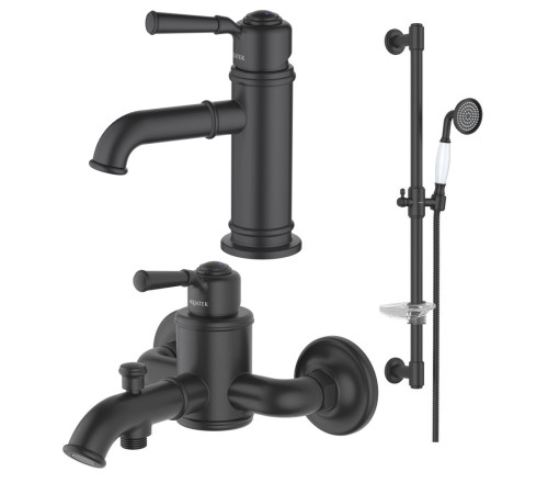 Набор смесителей 3 в 1 Aquanet Классик матовый черный AQ1510MB/AQ1540MB/AQ2020MB AQ1530MB