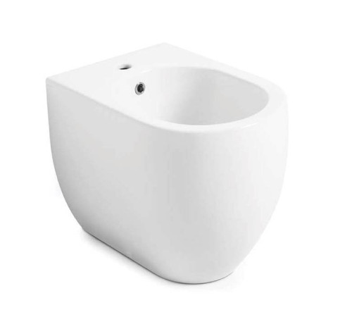 Биде напольное приставное Kerasan Flo 48 см 1 отверстие белое 312701