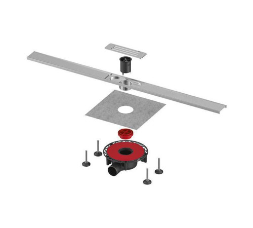 Комплект дренажного канала TECE TECElineo 65х1000 мм с сифоном и манжетой 15301100