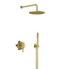 Душевой набор 7 в 1 Kludi Bozz верхний душ 250 мм брашированное золото 38736N076