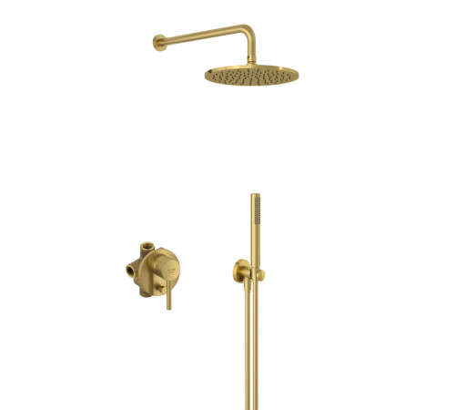 Душевой набор 7 в 1 Kludi Bozz верхний душ 250 мм брашированное золото 38736N076