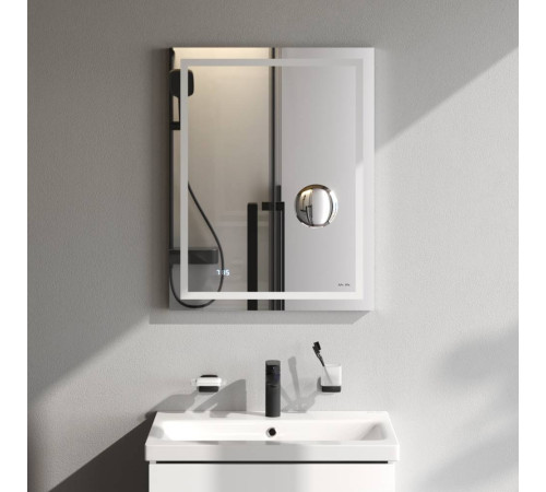 Зеркало настенное AM.PM Gem с LED-подсветкой часами и косметическим зеркалом 55 см M91AMOX0553WG