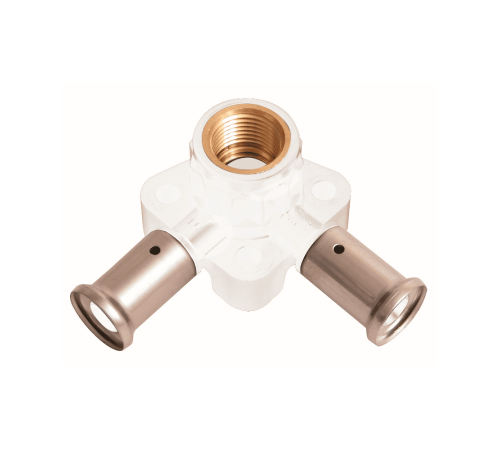 Водорозетка угловая пресс HENCO 20x1/2x20 ВР PVDF белая 40 мм 3PKW-200420