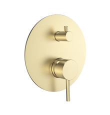 Смеситель встраиваемый AQUAMERIT на 2 потребителя с внутренней частью золото AQM8803BG