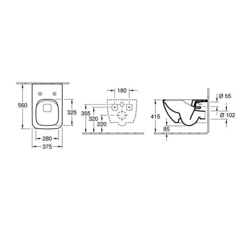 Унитаз подвесной Villeroy & Boch Venticello безободковый с сиденьем SlimSeat Line микролифт 4611RL01