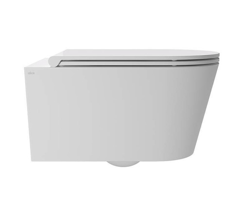 Унитаз подвесной Alice Ceramica Hide Round 57х37 см безободковый с сиденьем микролифт 31170101SET