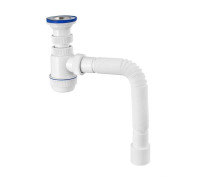 Сифон для раковины Wirquin Мини Элит 1 1/2 x 40 мм чашка 70 мм с гофротрубой 800 мм 30986760