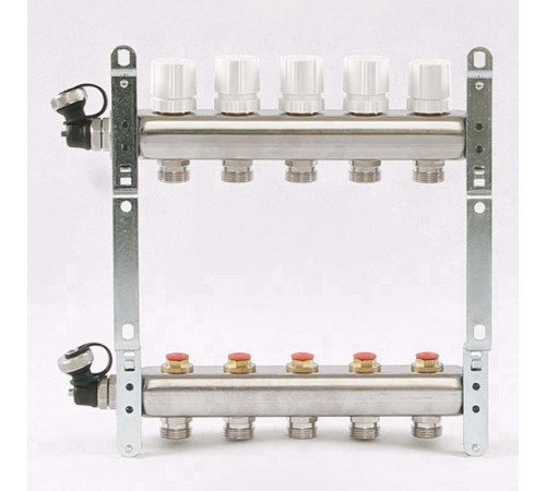 Коллекторная группа из нержавеющей стали Uni-Fitt 315S с регулировочными и термостатическими вентилями 1 x 3/4 EK 5 выходов 451I4305