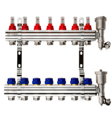 Комплект коллекторов Ридан FHF-7RF set 7 контуров с расходомерами, кронштейнами и воздухоотводчиками 088U0727R