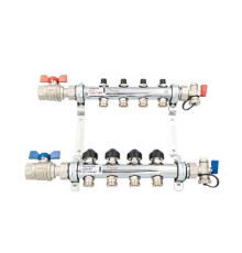 Комплект коллекторов REHAU HKV 1 x 3/4 EK 5 контуров с шаровыми кранами 12180513001