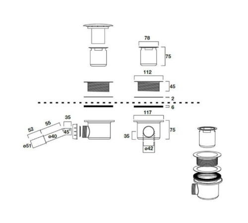 Сифон для душевого поддона Kerasan Retro 90 мм золото 905691