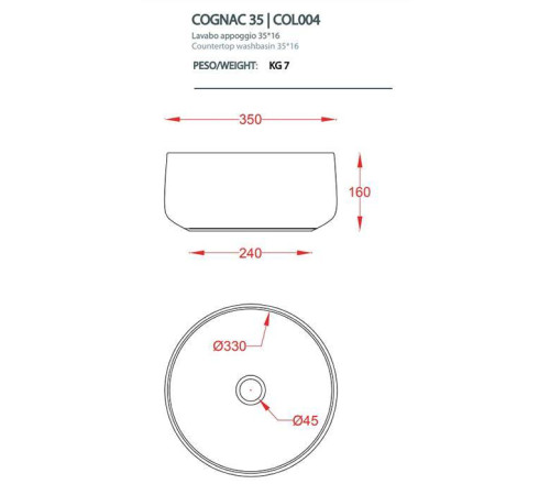 Раковина накладная Artceram Cognac 35х16 см черный матовый COL004 17 00