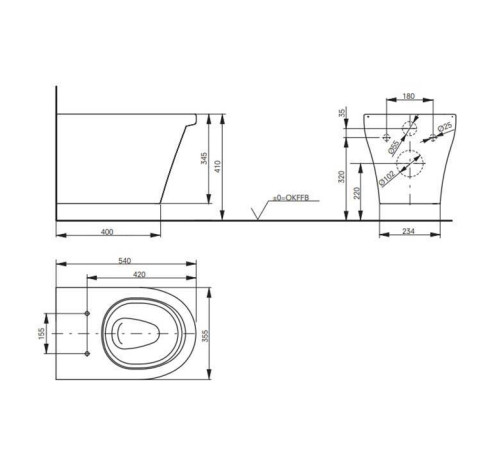 Унитаз подвесной TOTO CF безободковый с сиденьем без микролифта 355x540 мм CW132Y#NW1/VC130