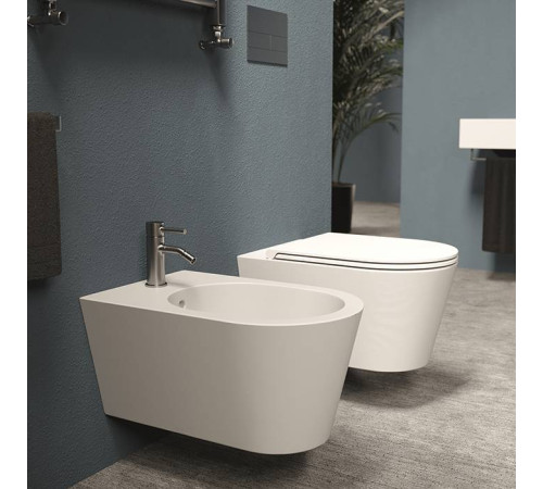 Унитаз подвесной Alice Ceramica Hide Round 57х37 см безободковый с сиденьем микролифт 31170101SET