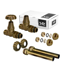 Комплект вентилей SR Rubinetterie Floral Old Style прямых 1/2 ручной регулировки бронза A340-1500Z000