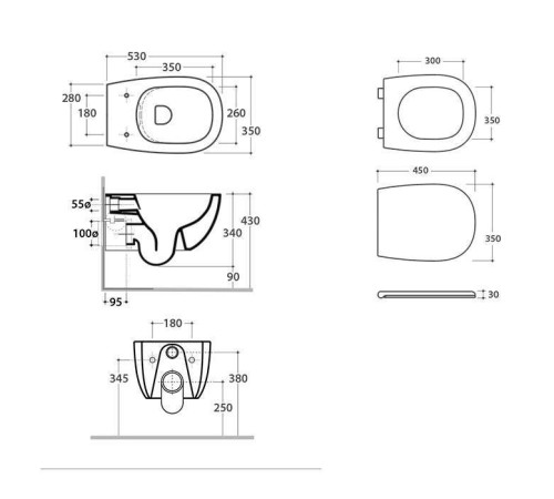 Унитаз подвесной Globo Daily Rimless 53х35 см с сиденьем микролифт белый матовый DNS02BO / DNR20BO