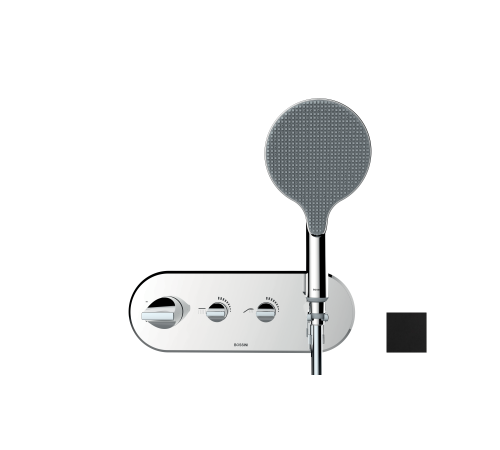 Наружная часть термостатического смесителя для душа Bossini Apice на 2 потребителя с ручным душем черный матовый Z00521.073