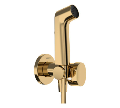 Гигиенический душ Hansgrohe 1jet S EcoSmart+ со смесителем держателем и шлангом 125 см полированное золото 29232990