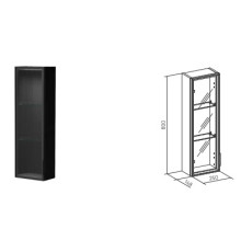 Шкаф со стеклом Aqman узкий универсальный 250x148x800 мм дуб черный AQM9005MB