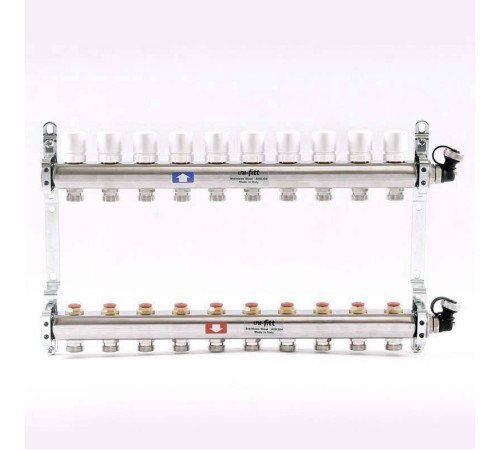 Коллекторная группа из нержавеющей стали Uni-Fitt 315S с регулировочными и термостатическими вентилями 1 x 3/4 EK 10 выходов 451I4310