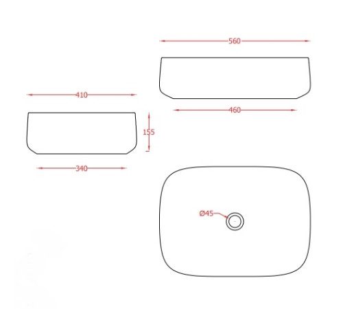 Раковина накладная Artceram Cognac Quadro 560x410 мм белый глянцевый COL009 01 00