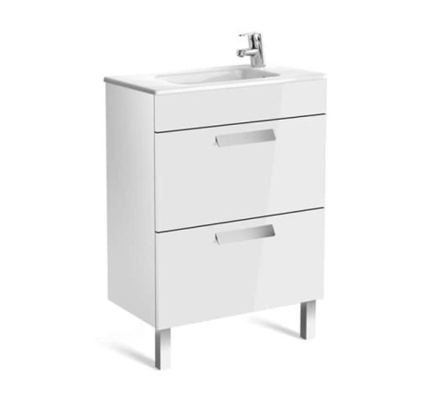 Тумба под умывальник Roca Debba напольная 2 ящика 585х707х356 мм белая ZRU9302708