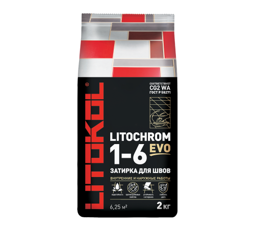 Затирка цементная Litokol Litochrom 1-6 EVO LE.130 серый 2 кг L0500140002